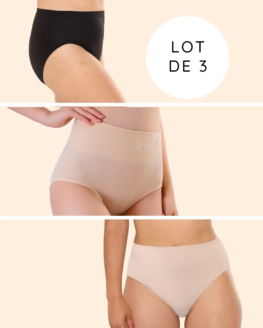 Lot de 3 - Culotte de Soutien Postnatale & Césarienne